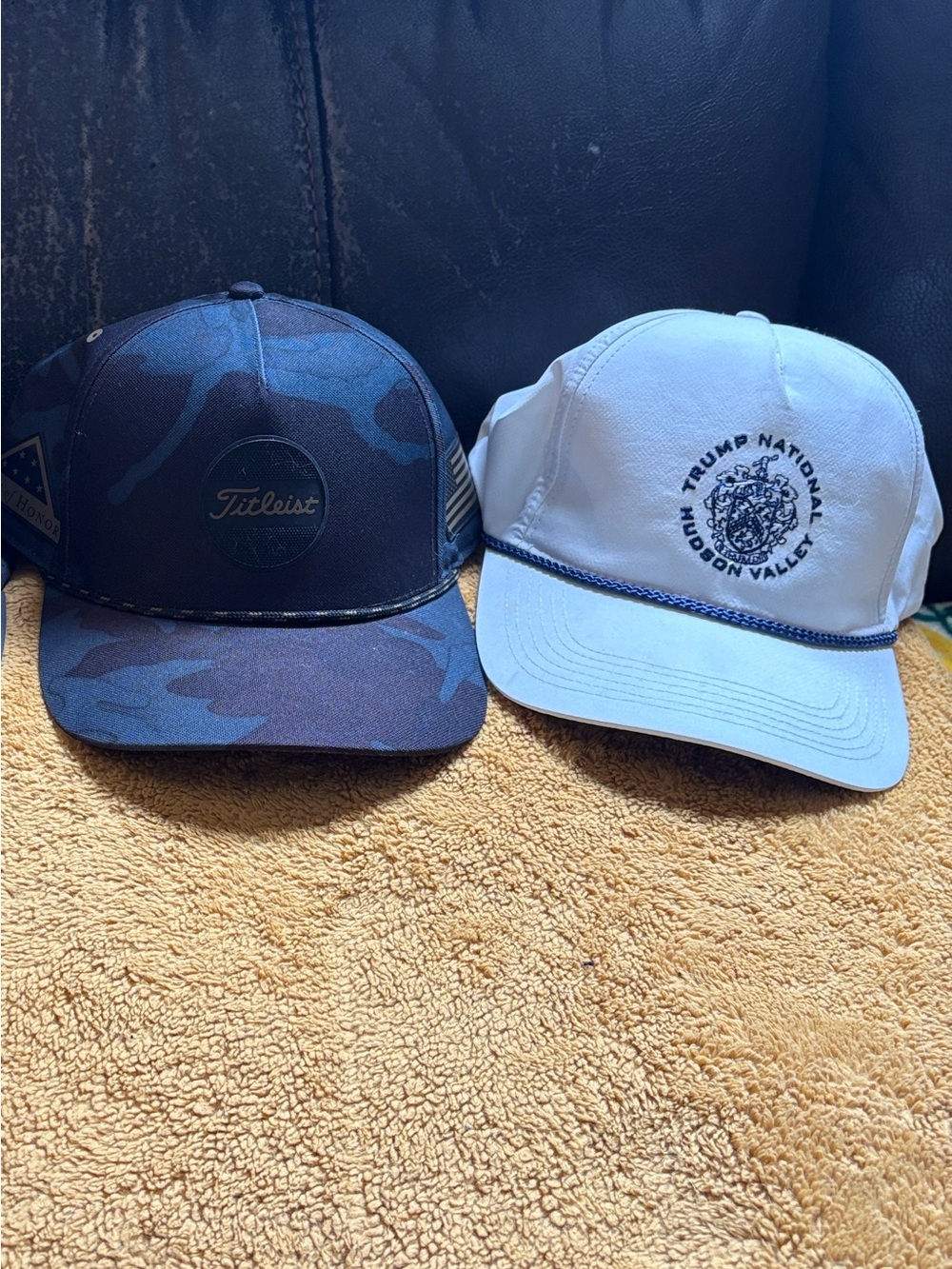 Titleist Blue Navy Camo Trucker Hat with Leather Patch